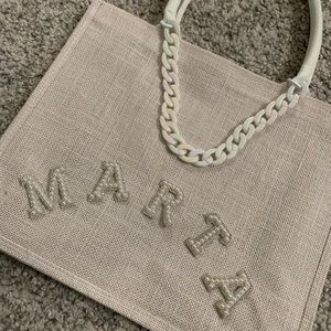 White jute tote bag